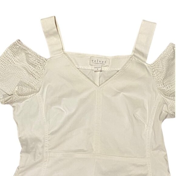 VELVET By Graham And Spencer Eva Kayan Shoulder Cut Out White Mini Dress - Picture 5 of 11